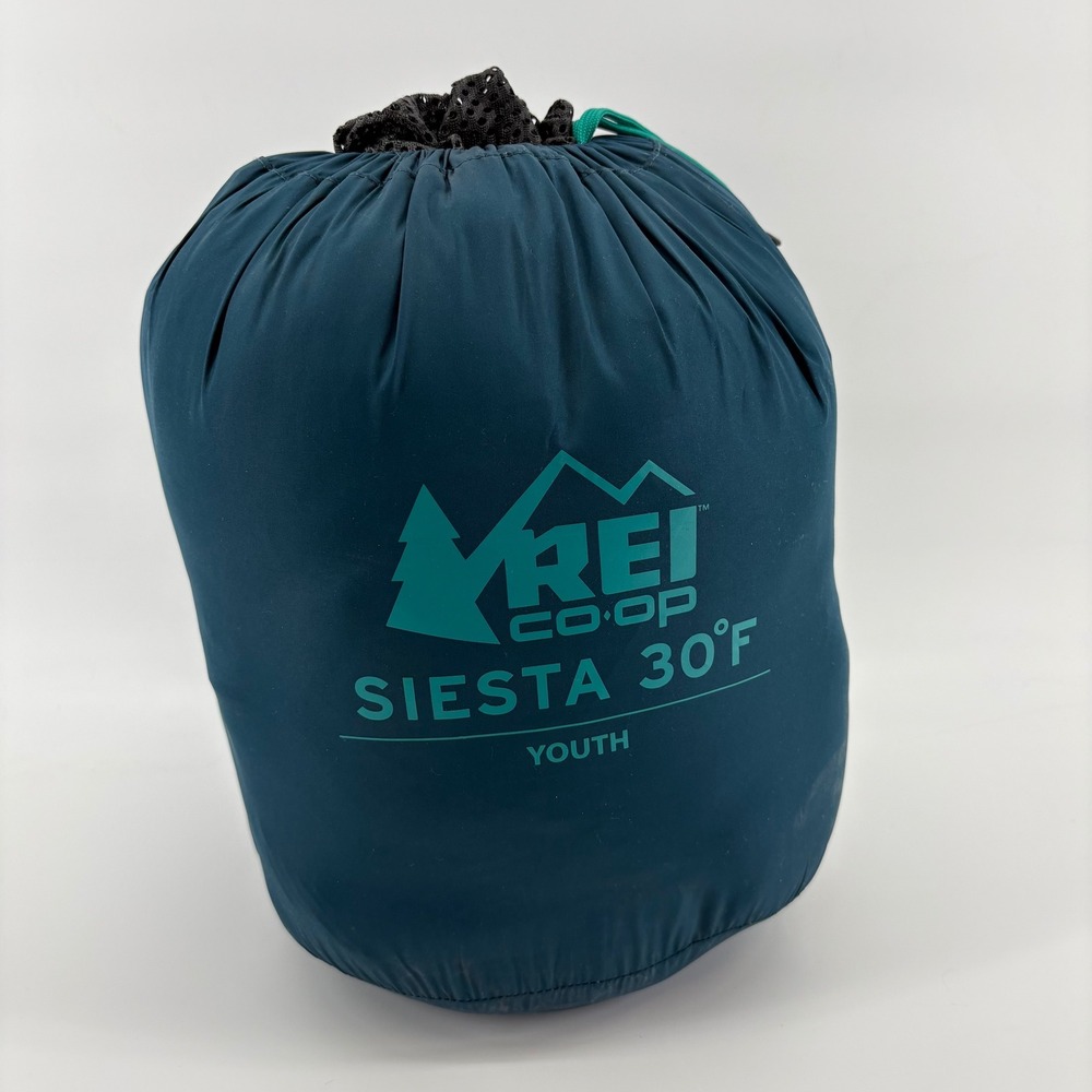 REI Co-op Siesta 30 Degree Youth Sleeping Bag Teal Orange Rectangular Camping